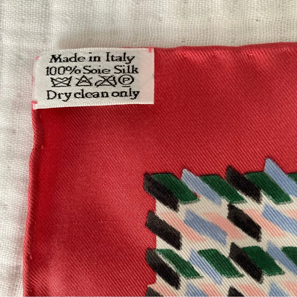 Dior Silk Scarf Geometric Print Red - 21”